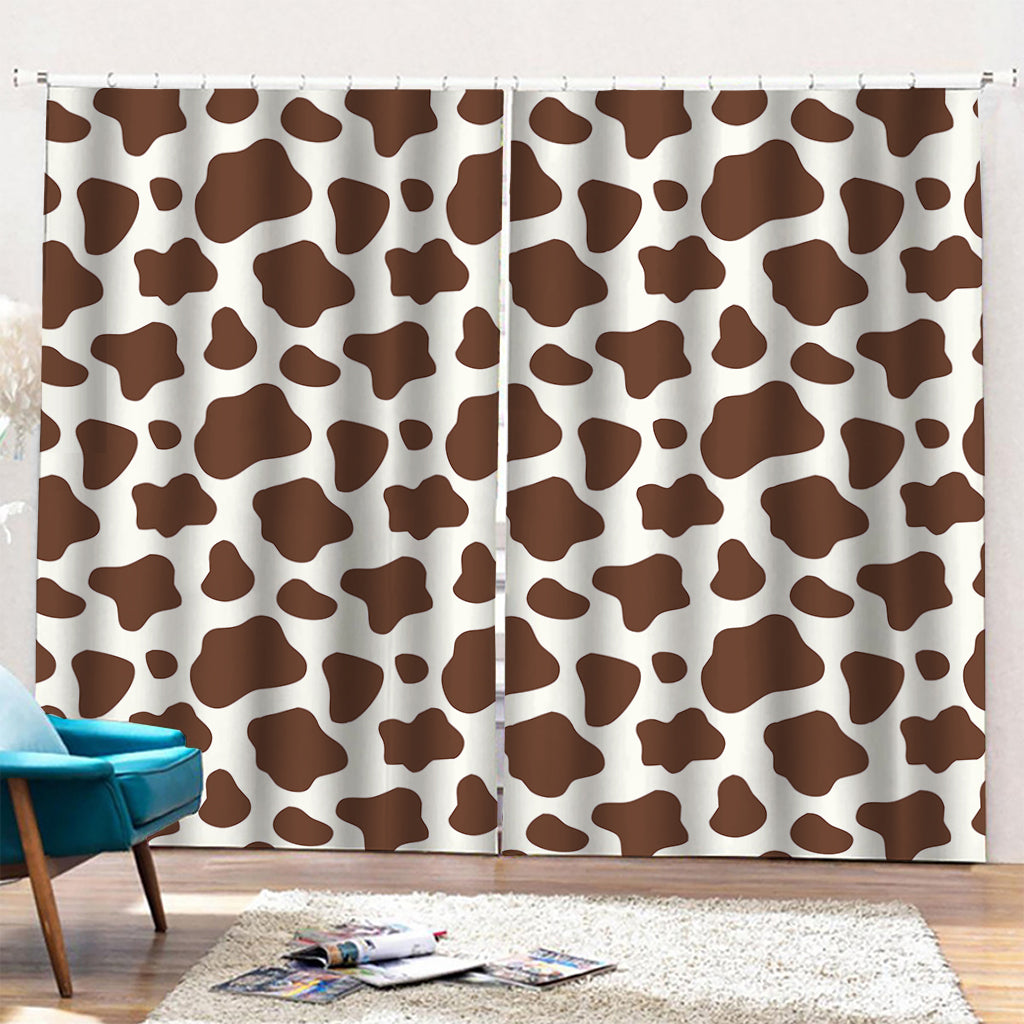Brown And White Cow Print Pencil Pleat Curtains