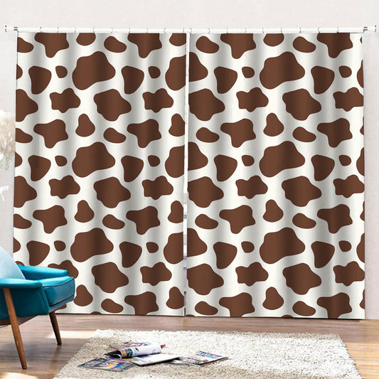 Brown And White Cow Print Pencil Pleat Curtains