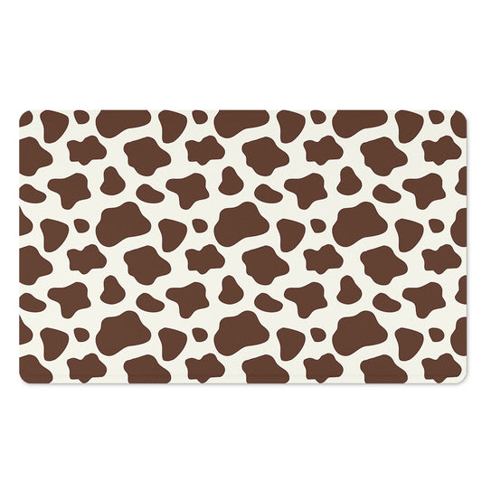 Brown And White Cow Print Polyester Doormat
