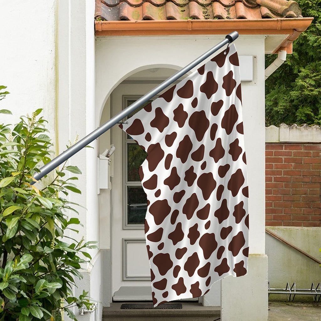 Brown And White Cow Print Polyester Flag