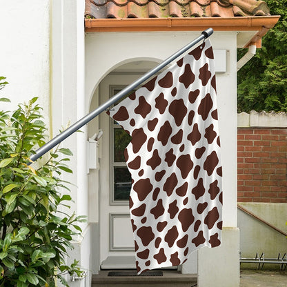 Brown And White Cow Print Polyester Flag