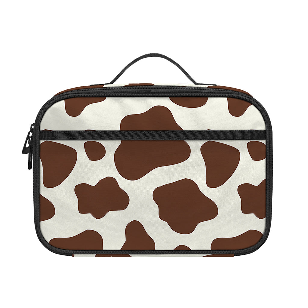 Brown And White Cow Print Portable Lunch Bag