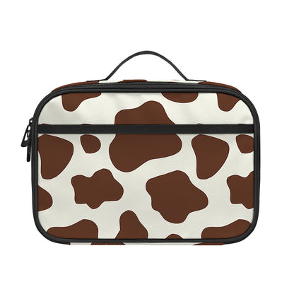 Brown And White Cow Print Portable Lunch Bag