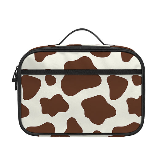 Brown And White Cow Print Portable Lunch Bag