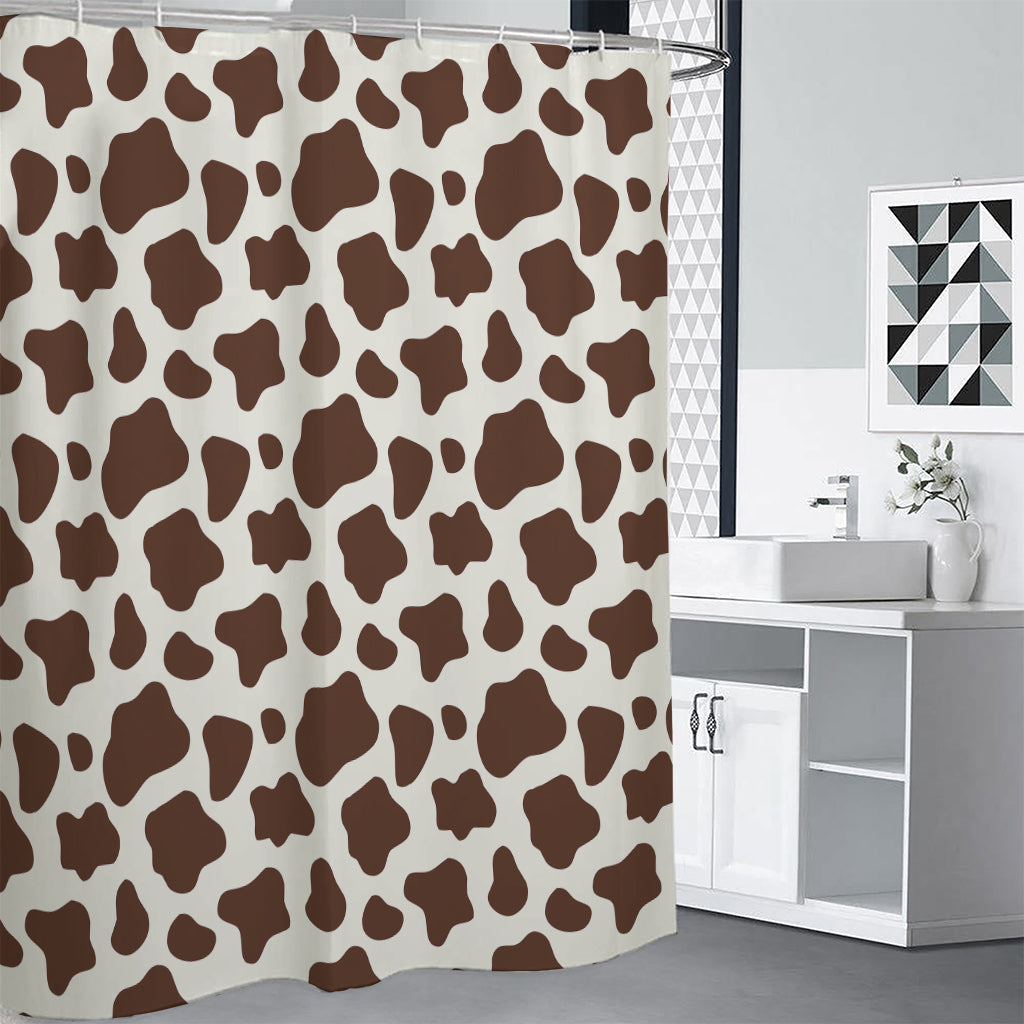 Brown And White Cow Print Premium Shower Curtain