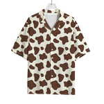 Brown And White Cow Print Rayon Hawaiian Shirt