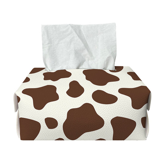 Brown And White Cow Print Rectangle Tissue Box Cover