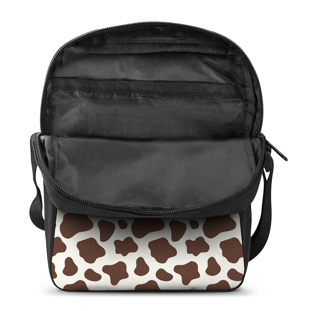 Brown And White Cow Print Rectangular Crossbody Bag
