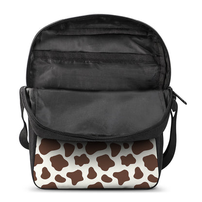 Brown And White Cow Print Rectangular Crossbody Bag