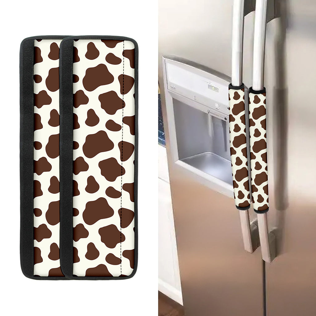 Brown And White Cow Print Refrigerator Handle Covers