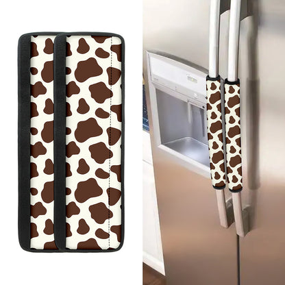 Brown And White Cow Print Refrigerator Handle Covers