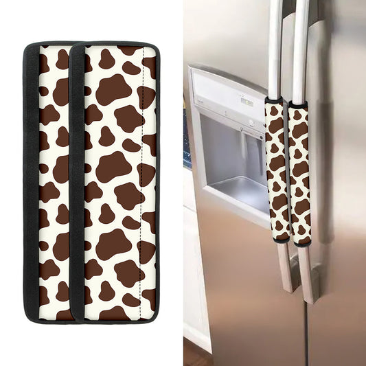 Brown And White Cow Print Refrigerator Handle Covers