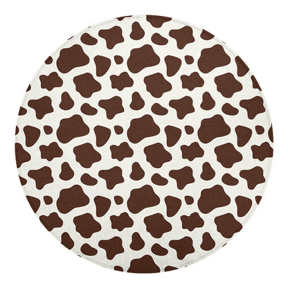 Brown And White Cow Print Round Blanket