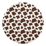 Brown And White Cow Print Round Blanket