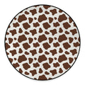 Brown And White Cow Print Round Floor Mat