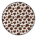 Brown And White Cow Print Round Floor Mat
