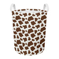 Brown And White Cow Print Round Laundry Basket