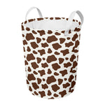 Brown And White Cow Print Round Laundry Basket
