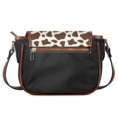 Brown And White Cow Print Saddle Bag