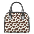 Brown And White Cow Print Shoulder Handbag