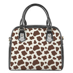 Brown And White Cow Print Shoulder Handbag