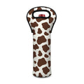 Brown And White Cow Print Single Neoprene Wine Tote