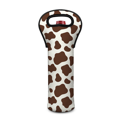 Brown And White Cow Print Single Neoprene Wine Tote