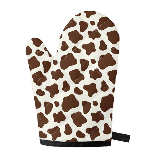 Brown And White Cow Print Single Oven Mitt
