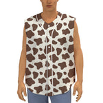 Brown And White Cow Print Sleeveless Baseball Jersey