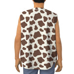 Brown And White Cow Print Sleeveless Baseball Jersey