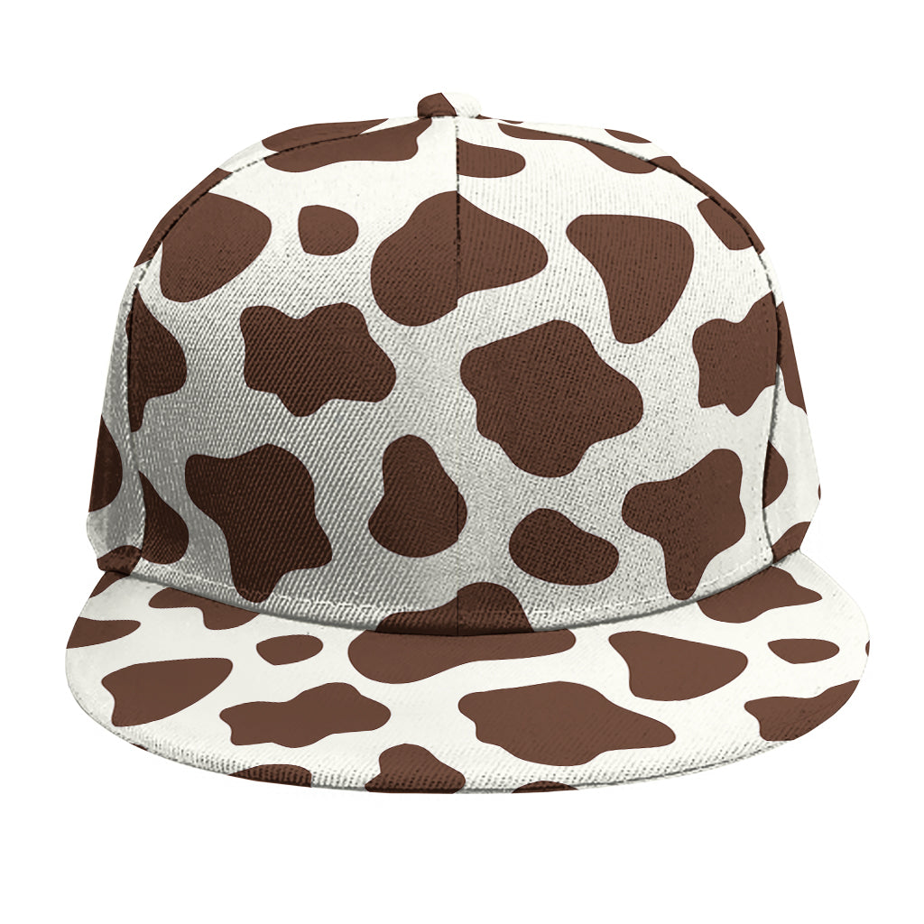 Brown And White Cow Print Snapback Cap