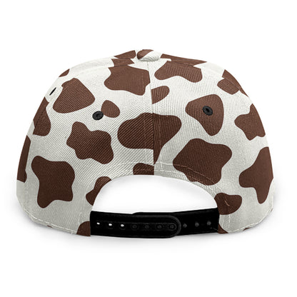 Brown And White Cow Print Snapback Cap