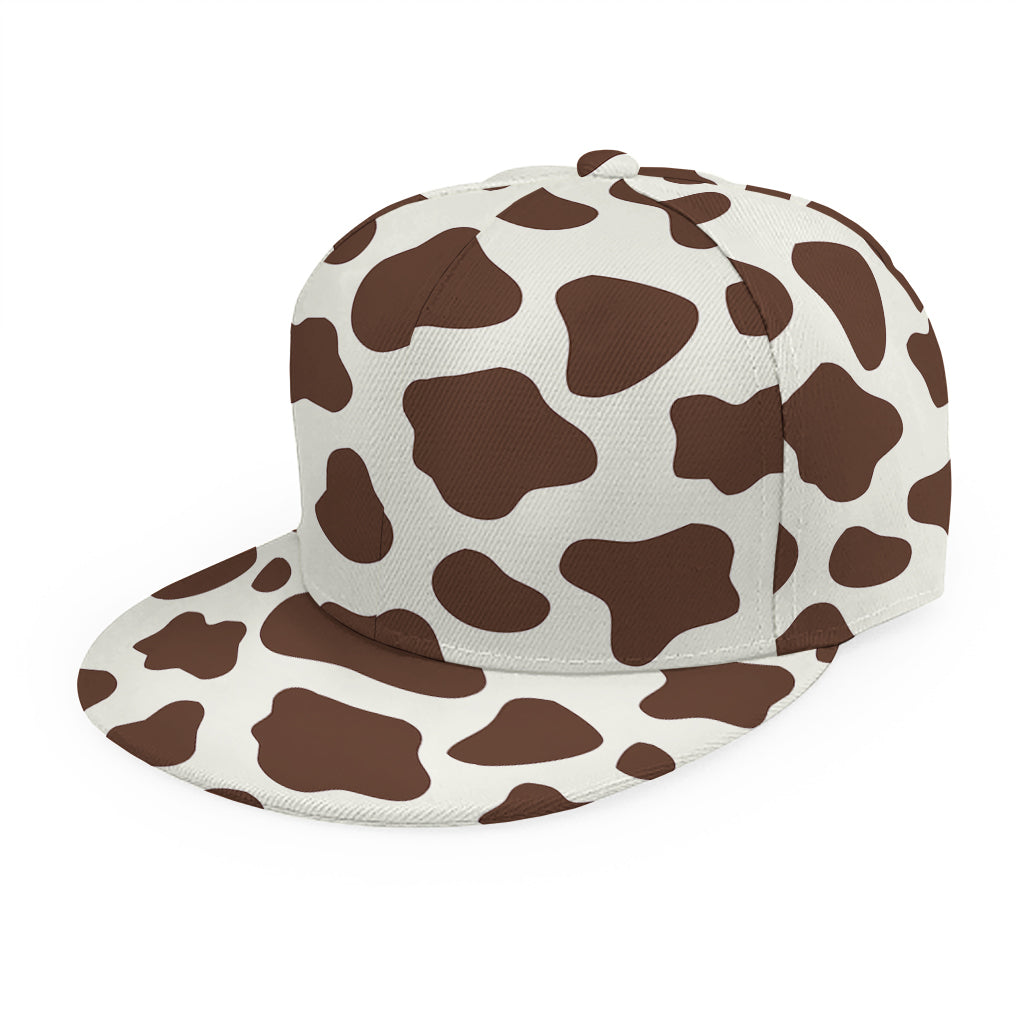 Brown And White Cow Print Snapback Cap