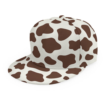 Brown And White Cow Print Snapback Cap