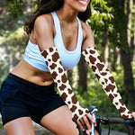 Brown And White Cow Print Sun Protection Arm Sleeves