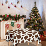 Brown And White Cow Print Tablecloth