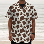 Brown And White Cow Print Textured Short Sleeve Shirt