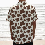 Brown And White Cow Print Textured Short Sleeve Shirt