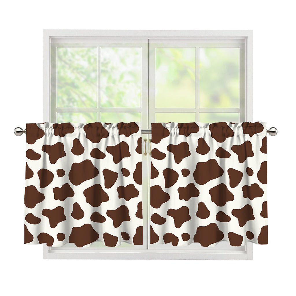 Brown And White Cow Print Tier Curtains