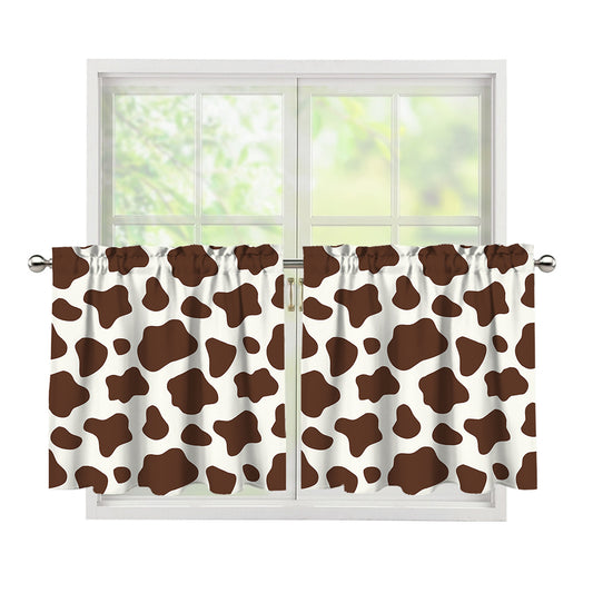 Brown And White Cow Print Tier Curtains