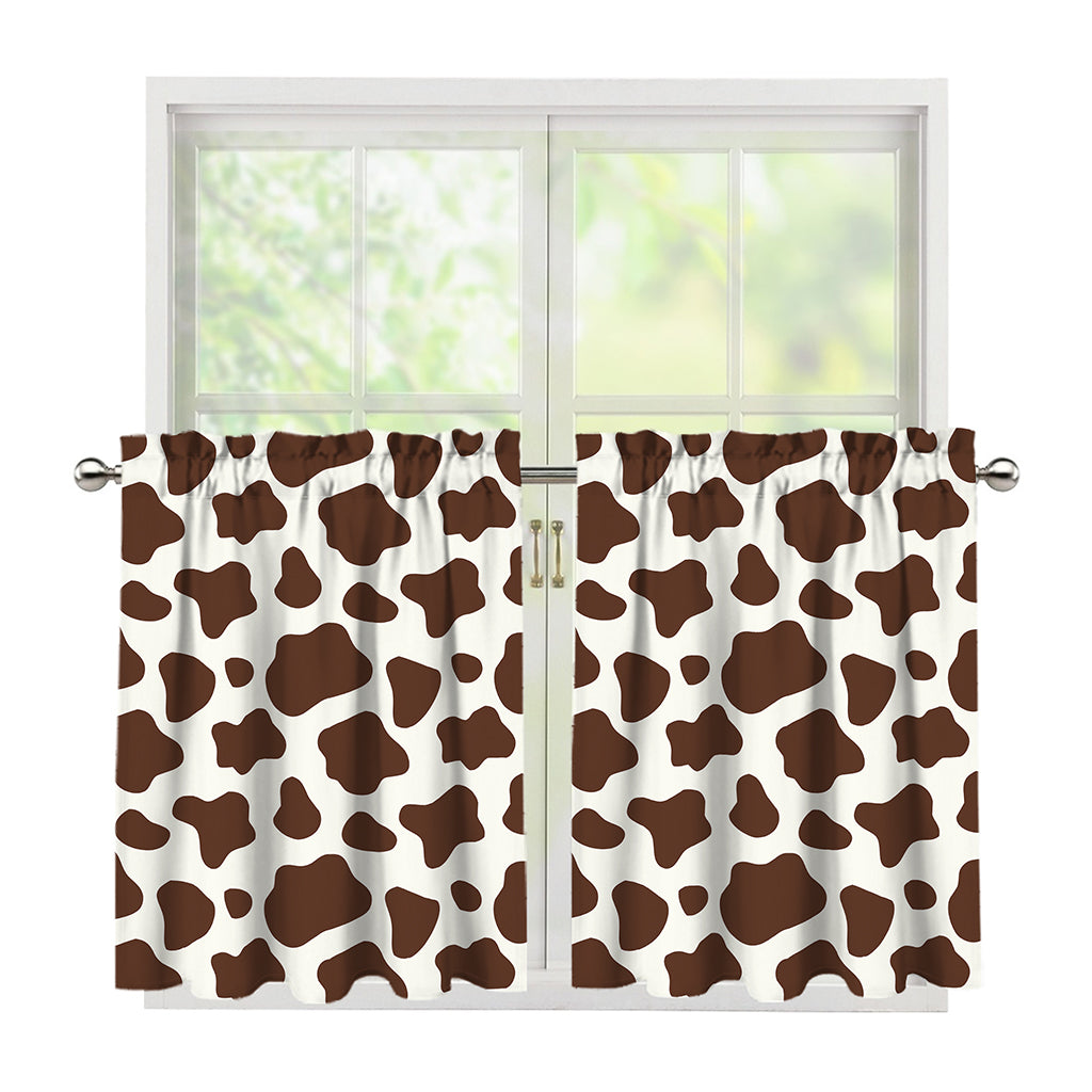 Brown And White Cow Print Tier Curtains
