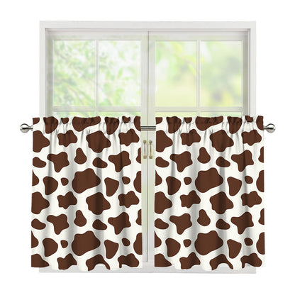 Brown And White Cow Print Tier Curtains