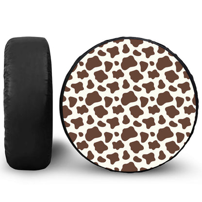 Brown And White Cow Print Tire Cover