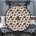 Brown And White Cow Print Tire Cover With Camera Hole