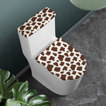Brown And White Cow Print Toilet Lid And Tank Cover Set