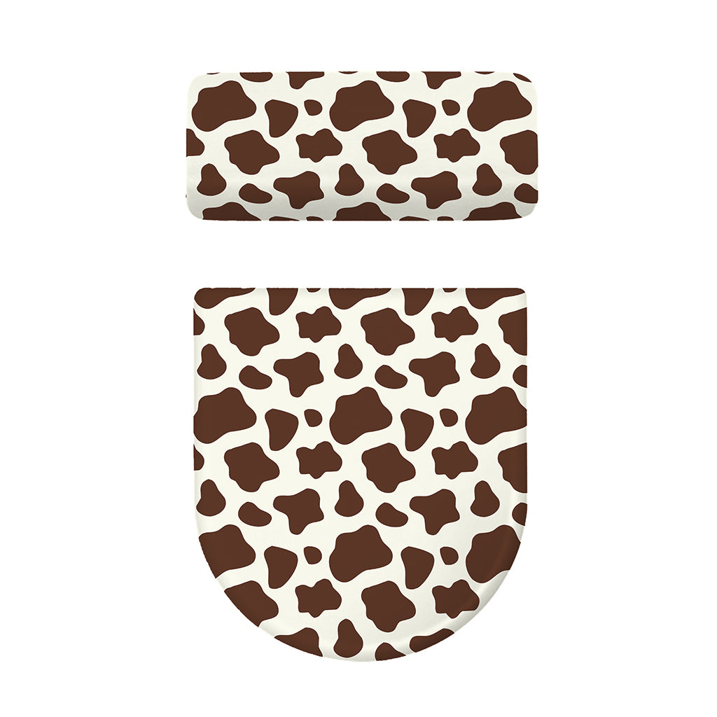 Brown And White Cow Print Toilet Lid And Tank Cover Set