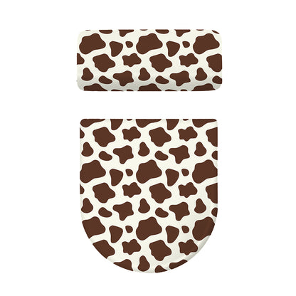 Brown And White Cow Print Toilet Lid And Tank Cover Set