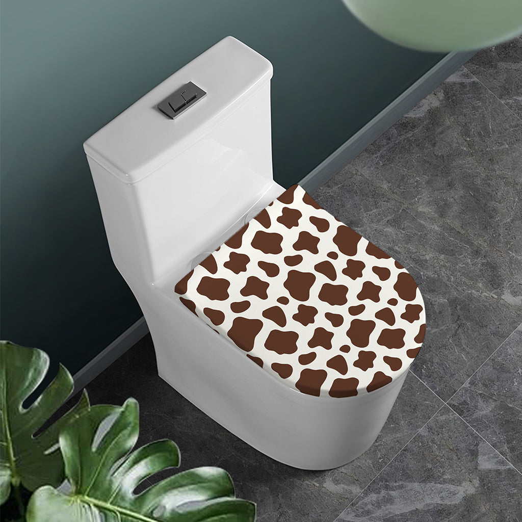 Brown And White Cow Print Toilet Lid Cover