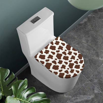 Brown And White Cow Print Toilet Lid Cover