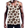 Brown And White Cow Print Men's Workout Tank Top